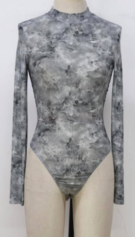 Evette mesh bodysuit- white/blk