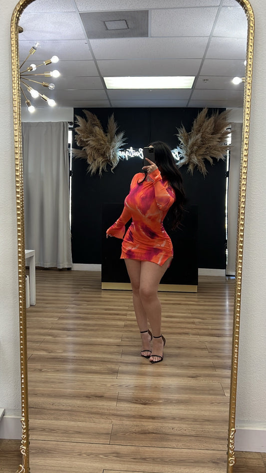 Camila mesh dress - Pink/Orange