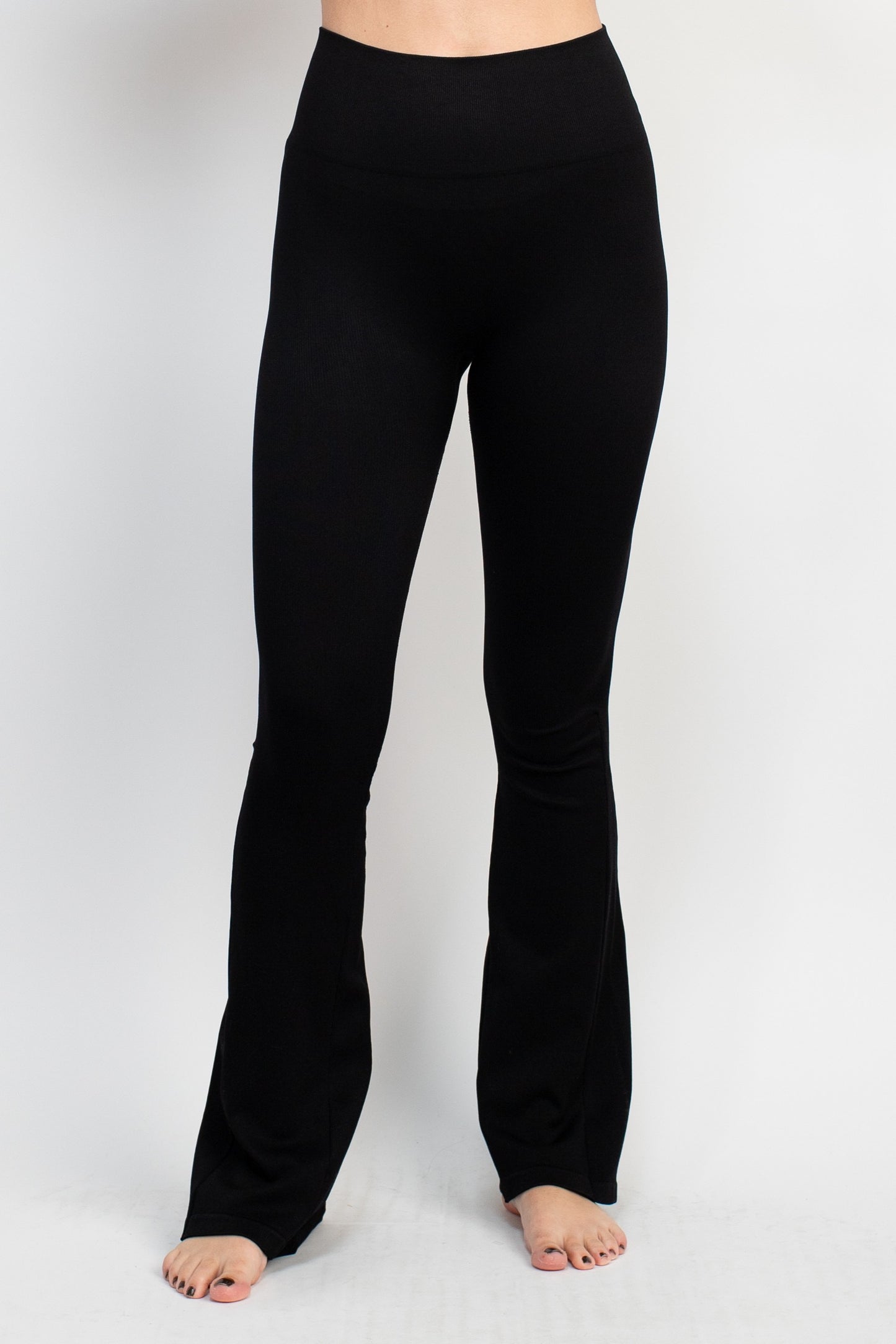 Seamless rib knit flare pants - Black