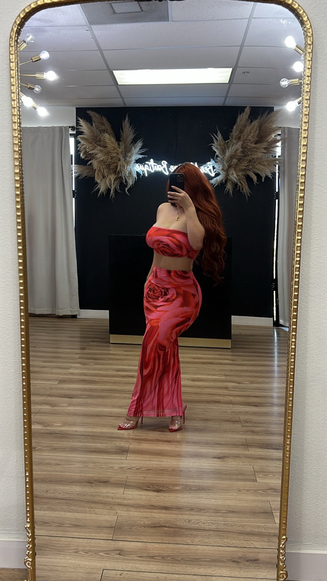 Hot summer girl 2pc skirt set - Pink/red