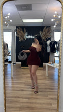 Load image into Gallery viewer, Samantha shimmer side slit dress - Red/black
