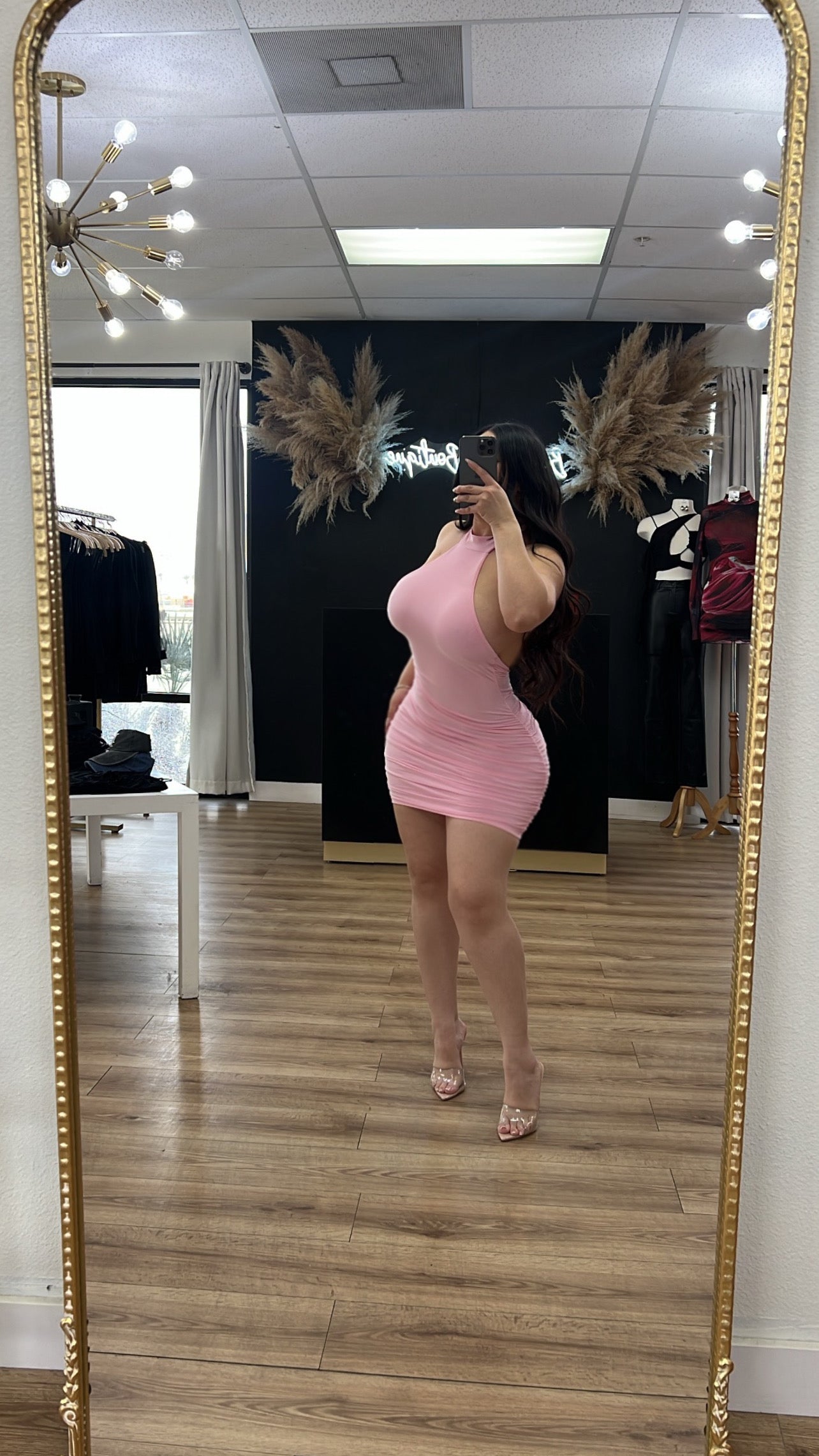 Sweetheart halter dress- pink