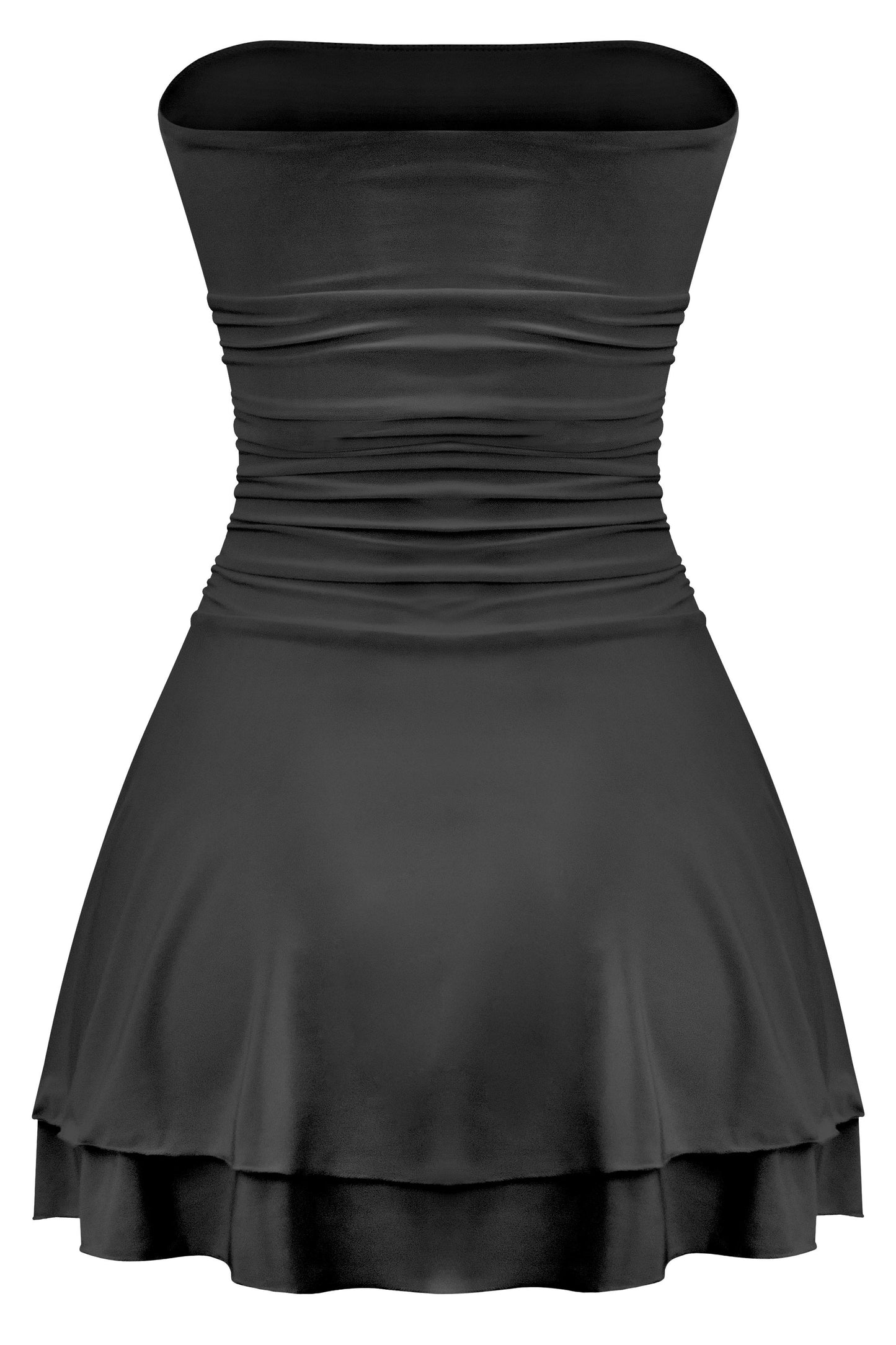Coqueta ruched ruffled mini dress - Black