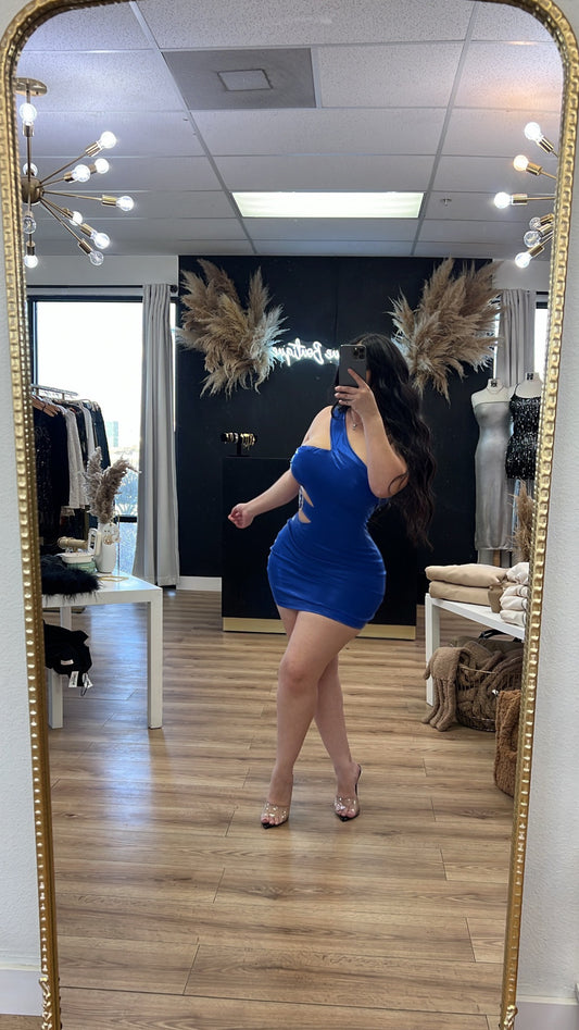 Karla leather dress - Royal blue