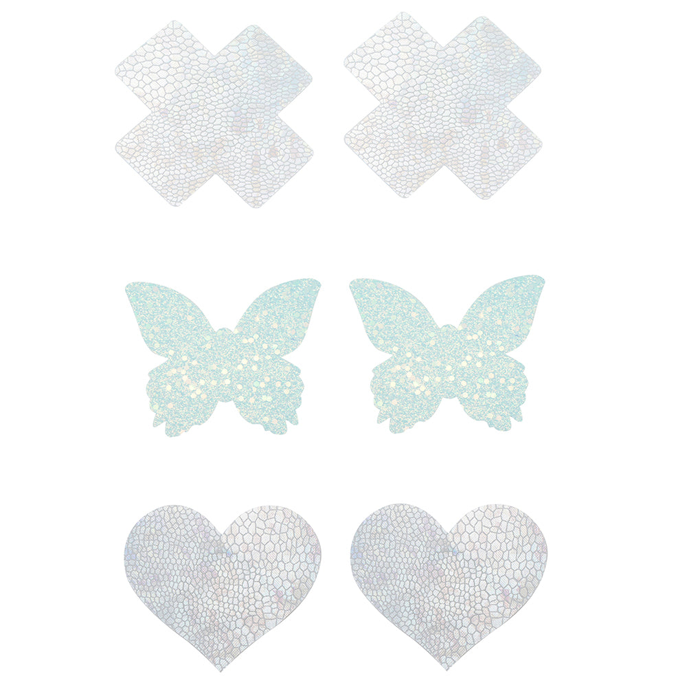 HEART BUTTERFLY X 3 PAIR PASTIE SET - ASST