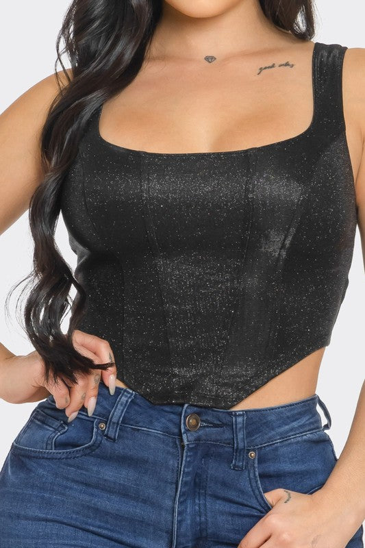 Luna sparkly corset top - Black