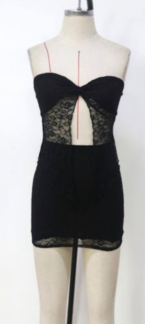 Emily 2pc lace skirt set - Black