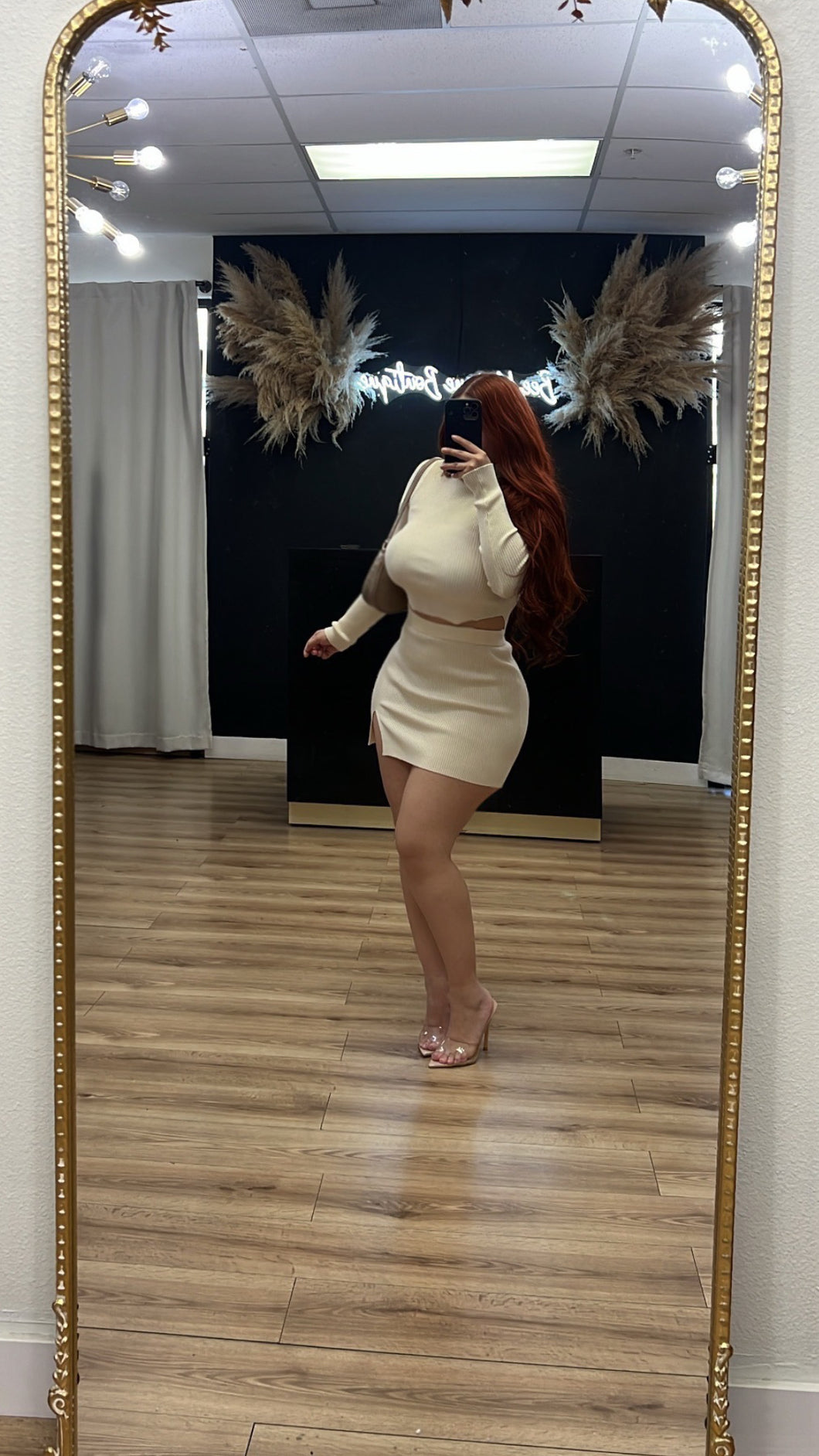 Cozy cutie 2pc skirt set - Cream