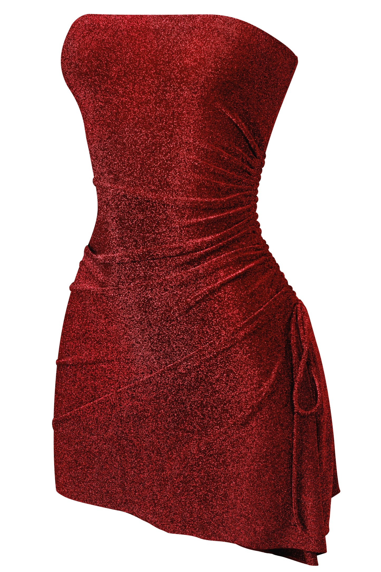 Samantha shimmer side slit dress - Red/black