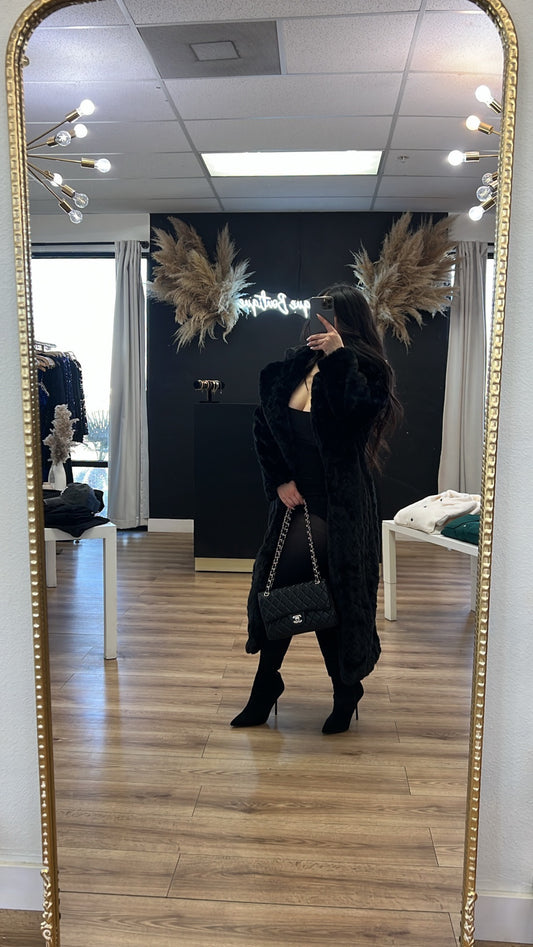 Take me to NY Fur coat - black