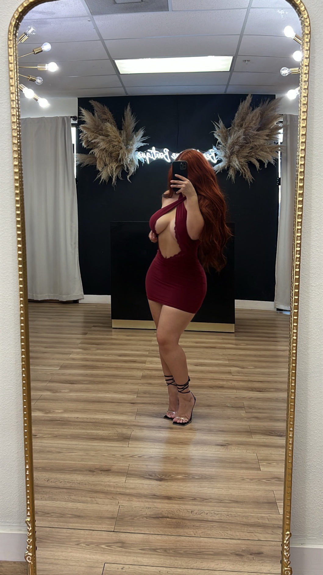 Kimberly halter dress- Burgundy