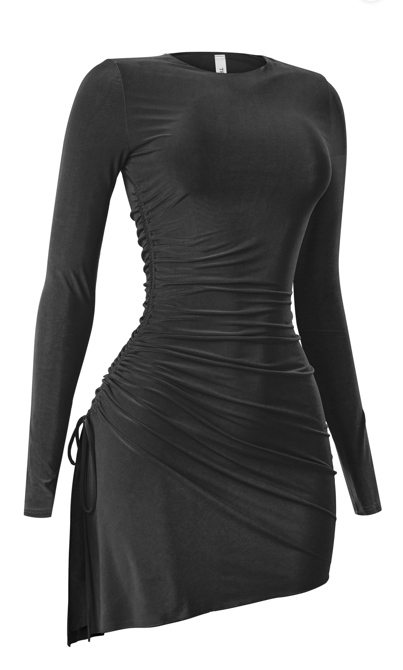 Brenda double layered side slit dress - Black