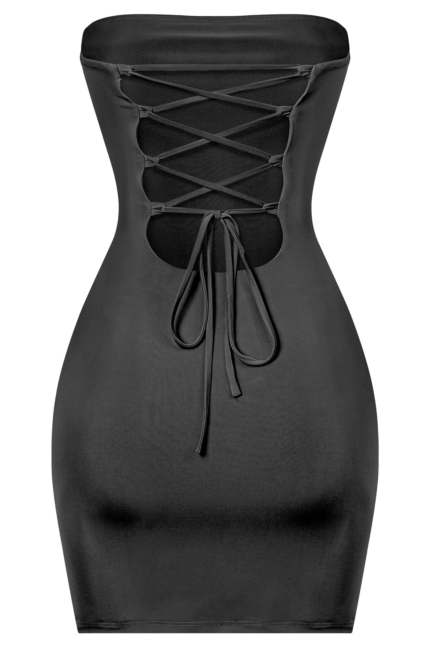 Alexa open back double layered dress - Black
