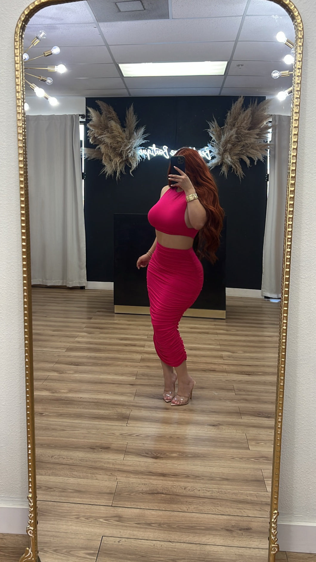 Diana 2pc skirt set - Fuchsia