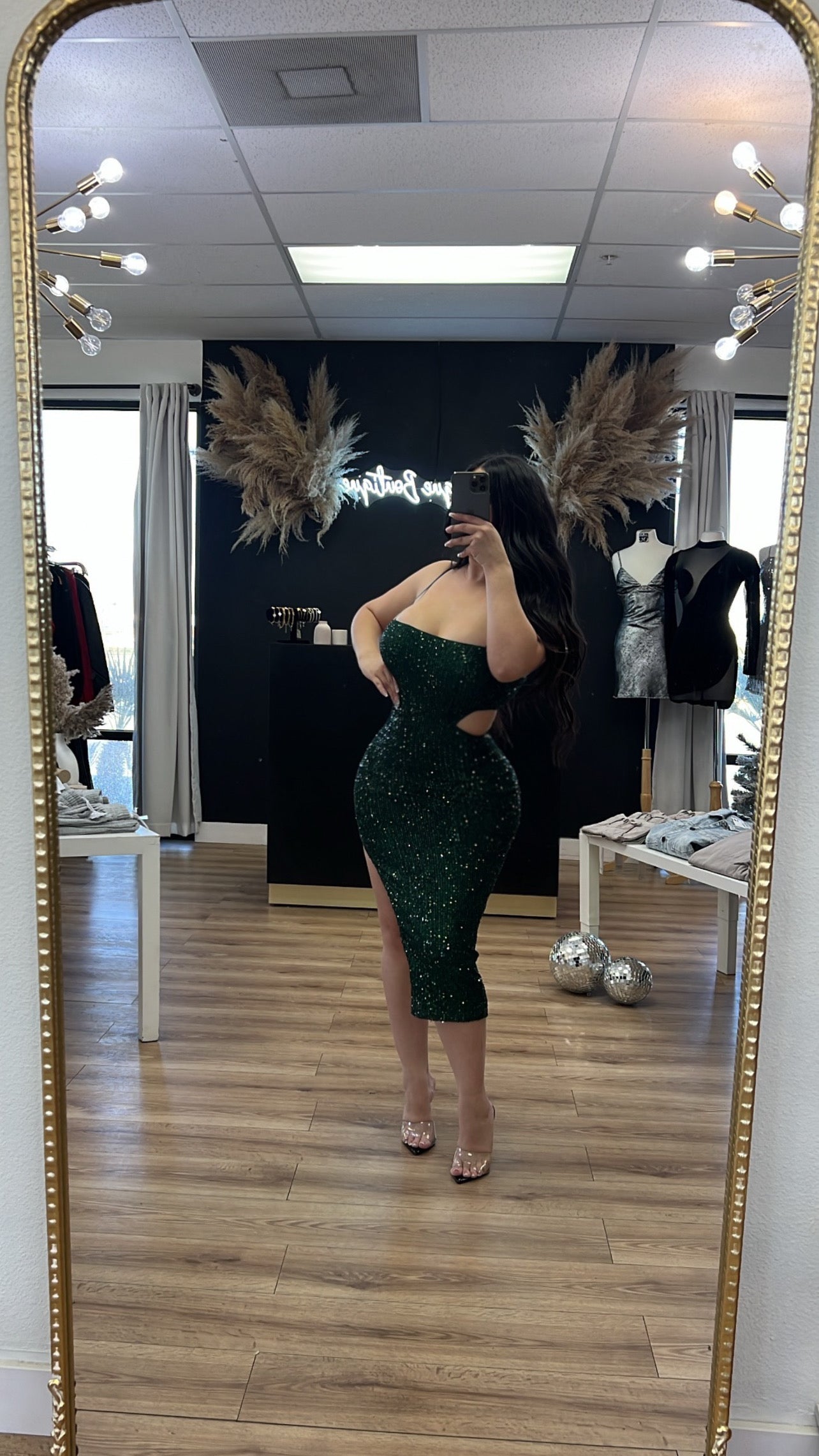 Emily sequin dress - emerald green