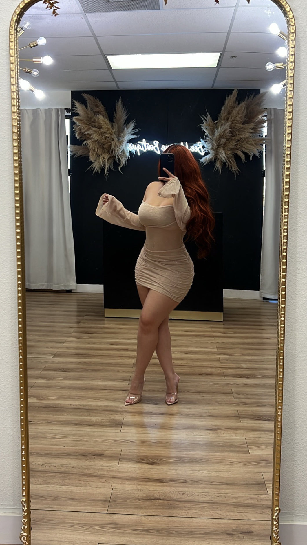 Jennifer lace mini dress - Beige