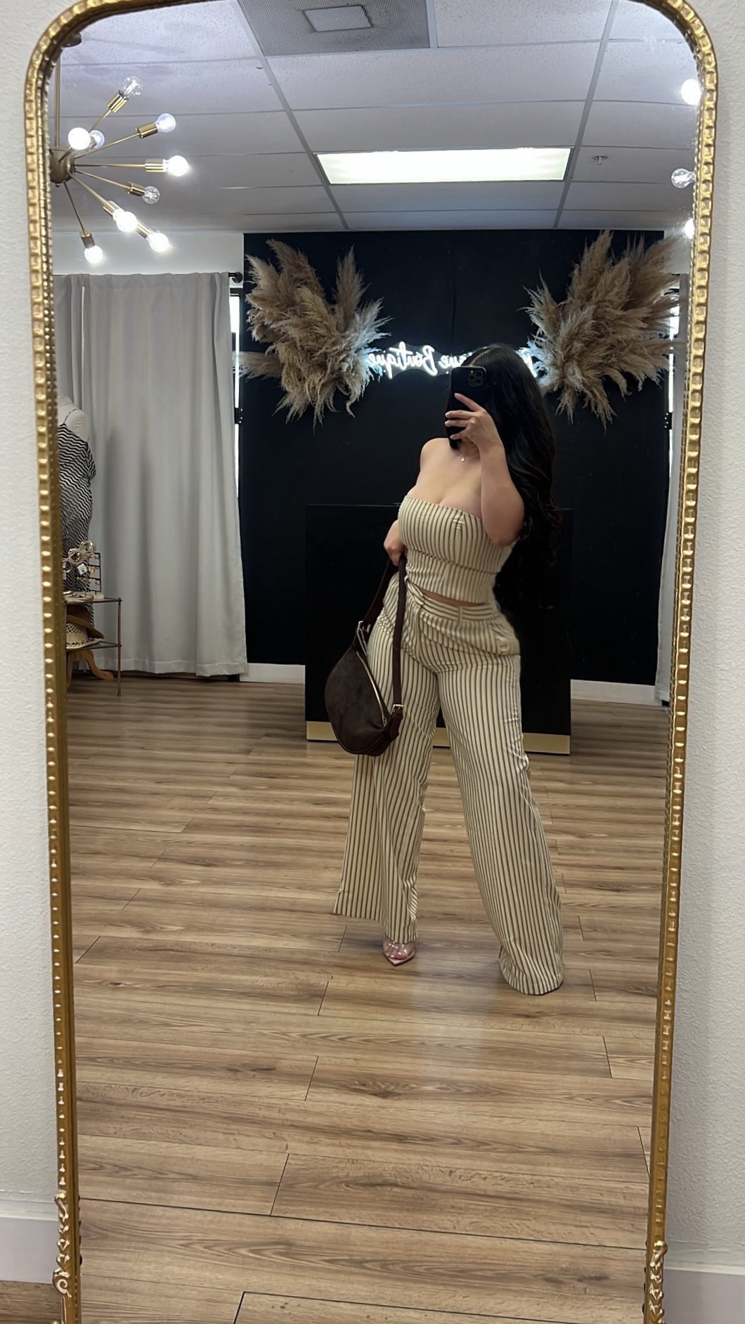 So tempting pant set - Brown/cream