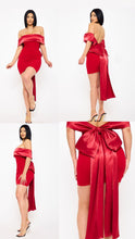 Load image into Gallery viewer, Coquette satin ribbon bow dress - Red
