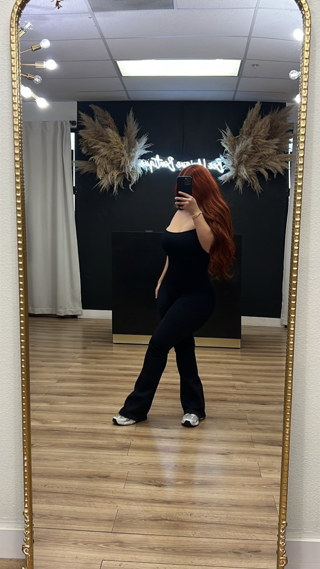 Airport flare ribbed jumpsuit - Black