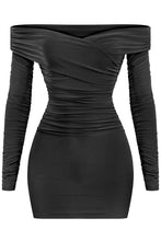 Load image into Gallery viewer, Night before Christmas off shoulder dress - Black

