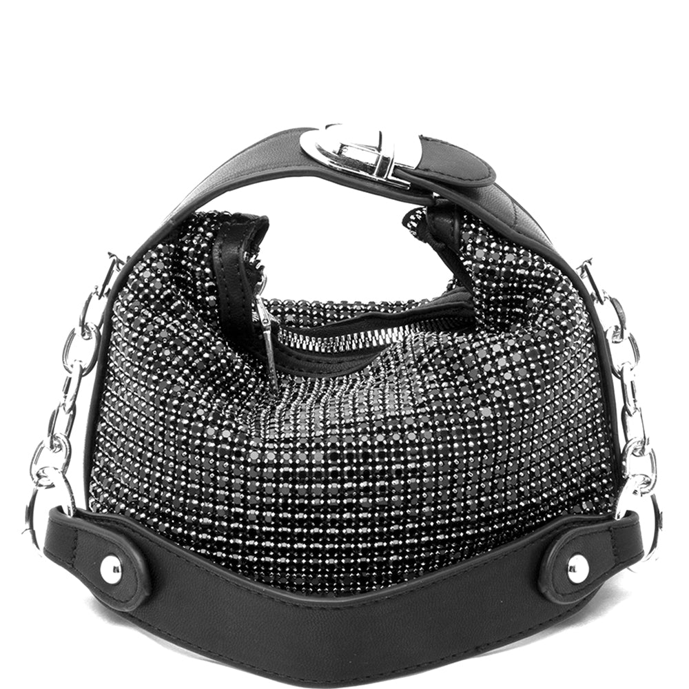 Edgy rhinestone bag - black