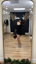 Load image into Gallery viewer, Night before Christmas off shoulder dress - Black

