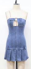 Load image into Gallery viewer, Sabrina pleated denim dress - Blue
