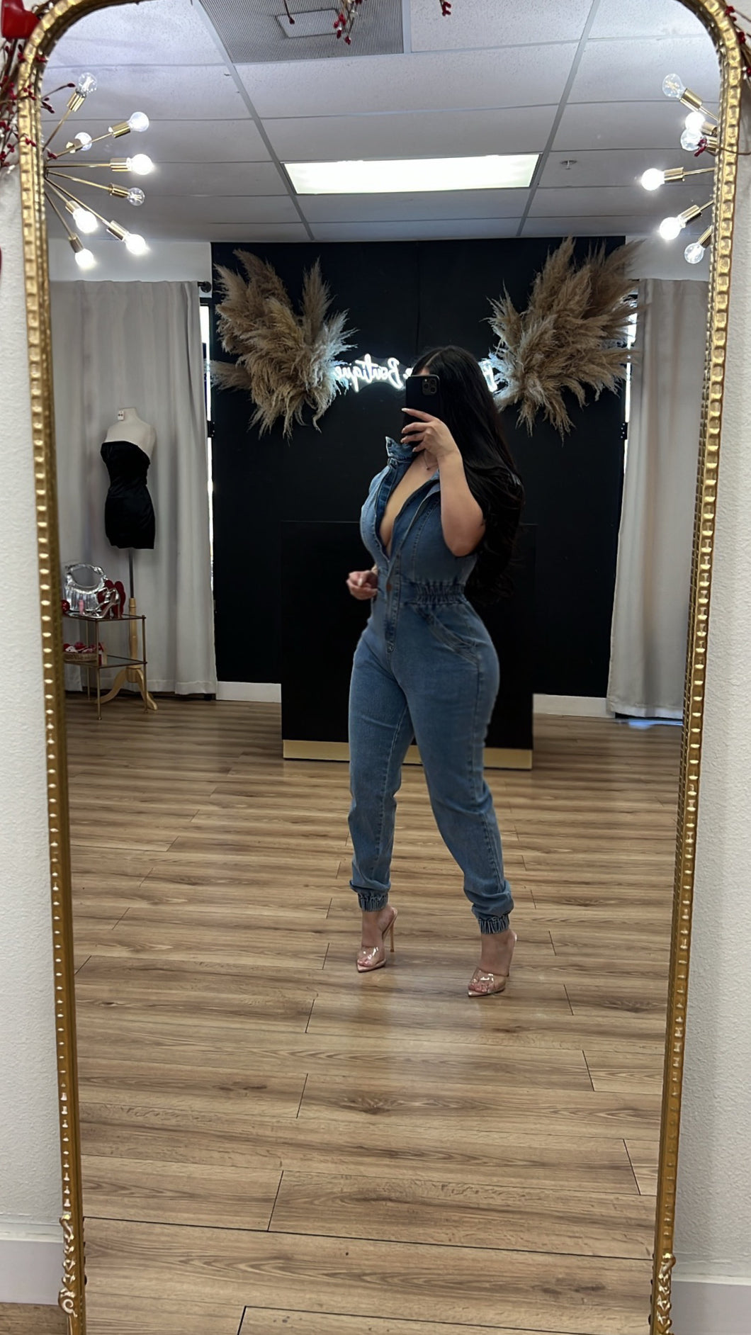 To good to me denim romper - Blue