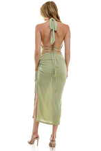 Load image into Gallery viewer, Isabella halter ruched midi dress - Sage
