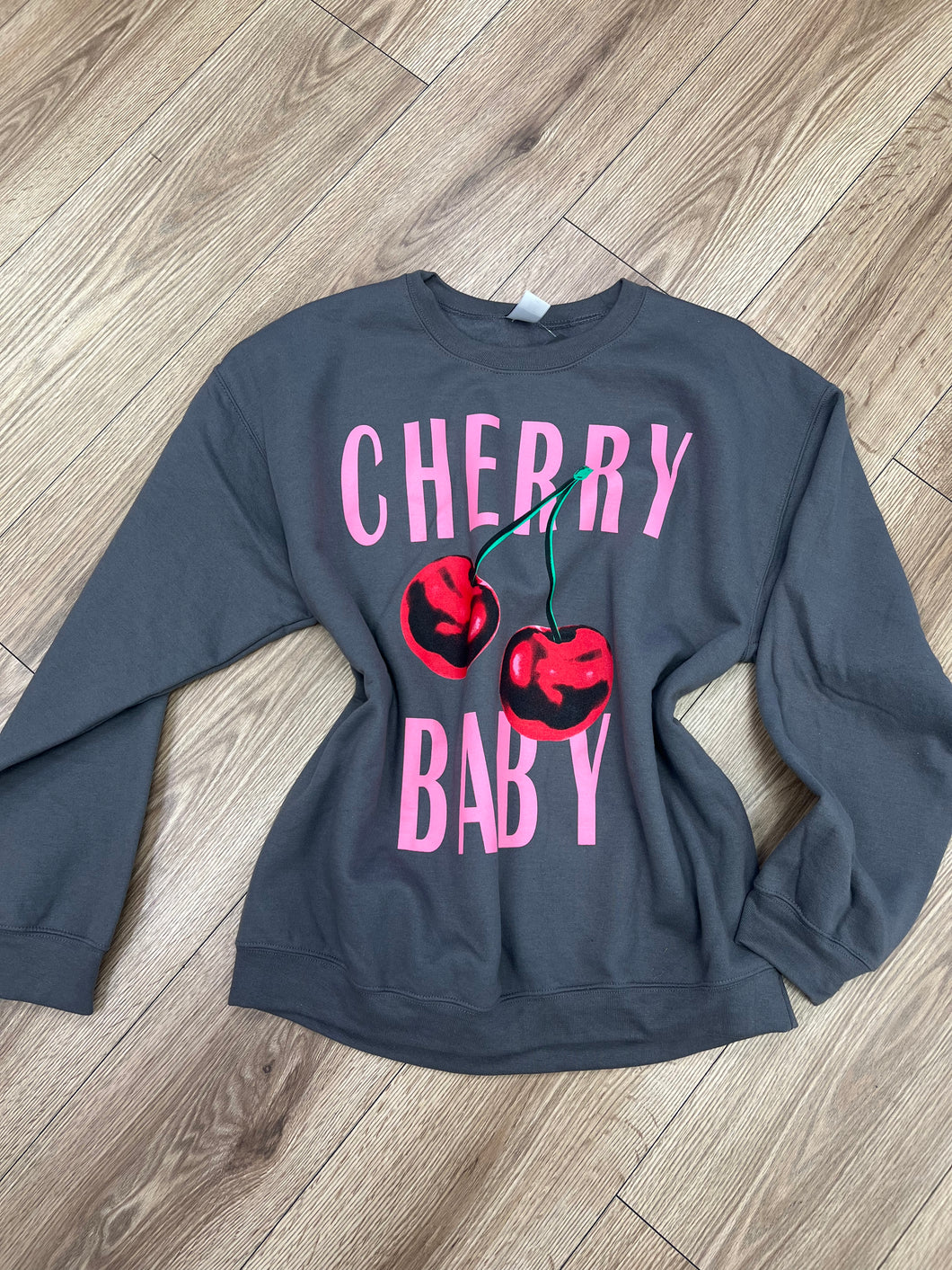 Cherry baby oversized sweater- grey