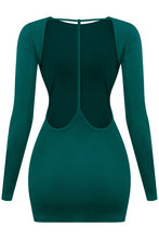 Load image into Gallery viewer, It’s the holidays open back mini dress - emerald green
