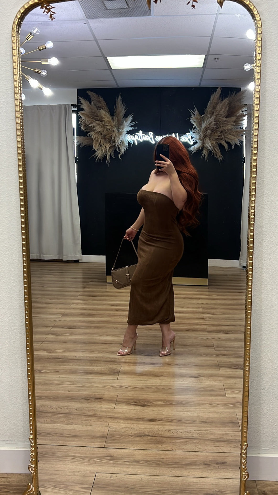 Fall for me suede midi dress - Brown