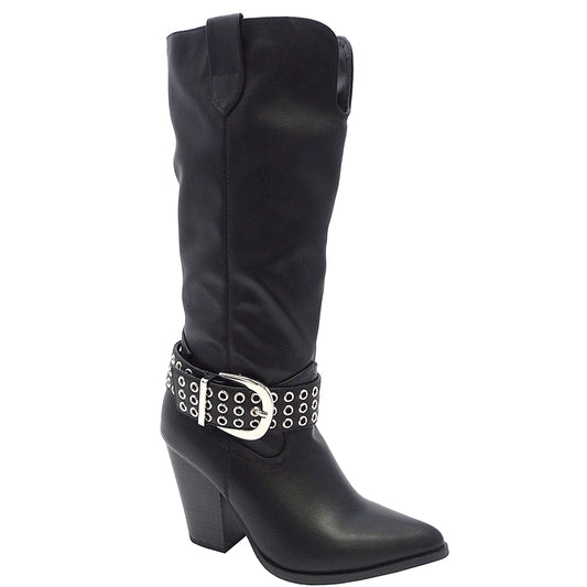 Edgy buckle cowboy boot