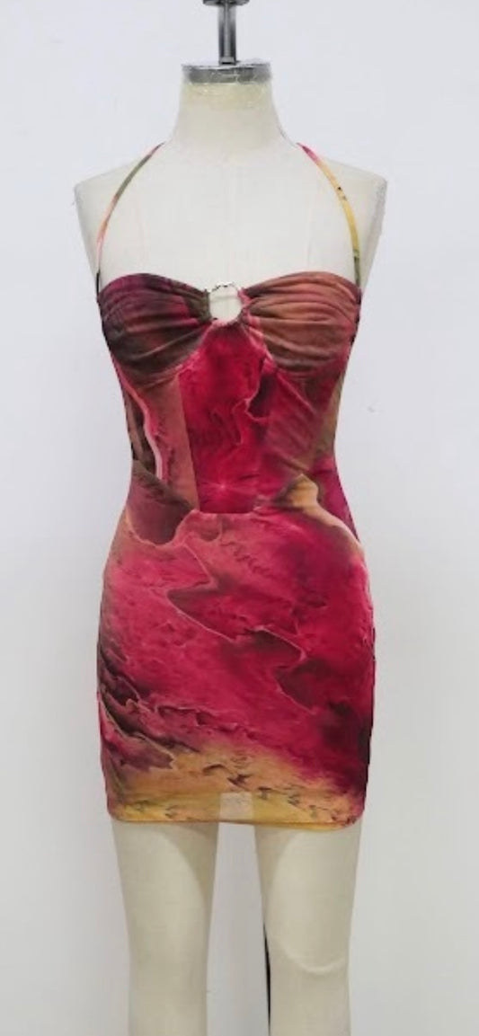 Esmeralda halter corset dress - pink/brown