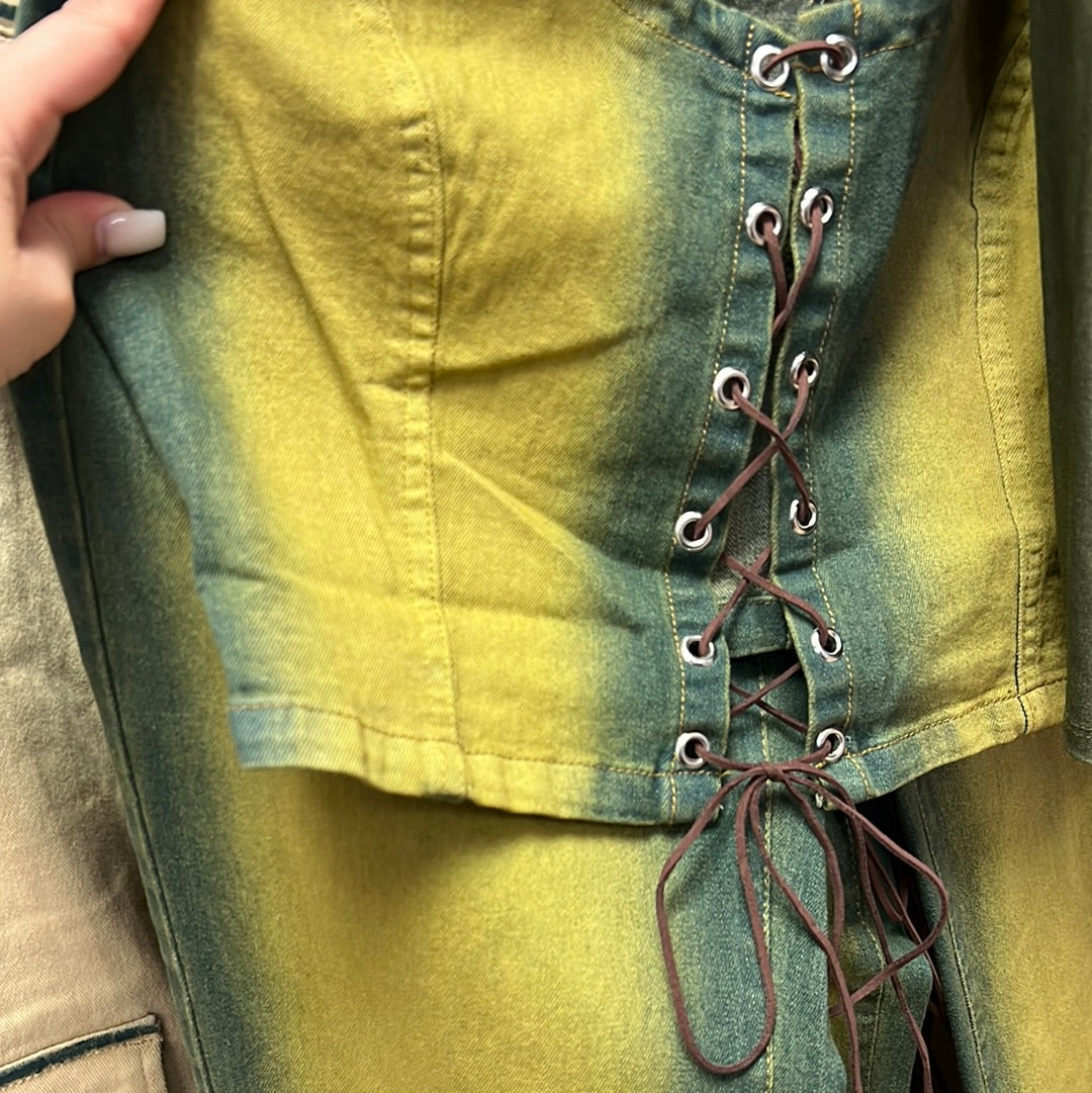 Vintage 2pc pant set - green wash