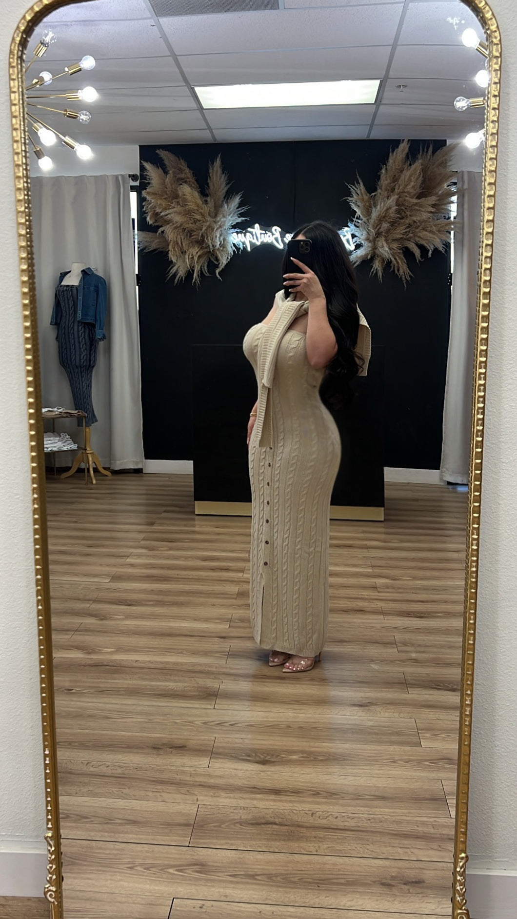 Winery date 2pc dress - Nude