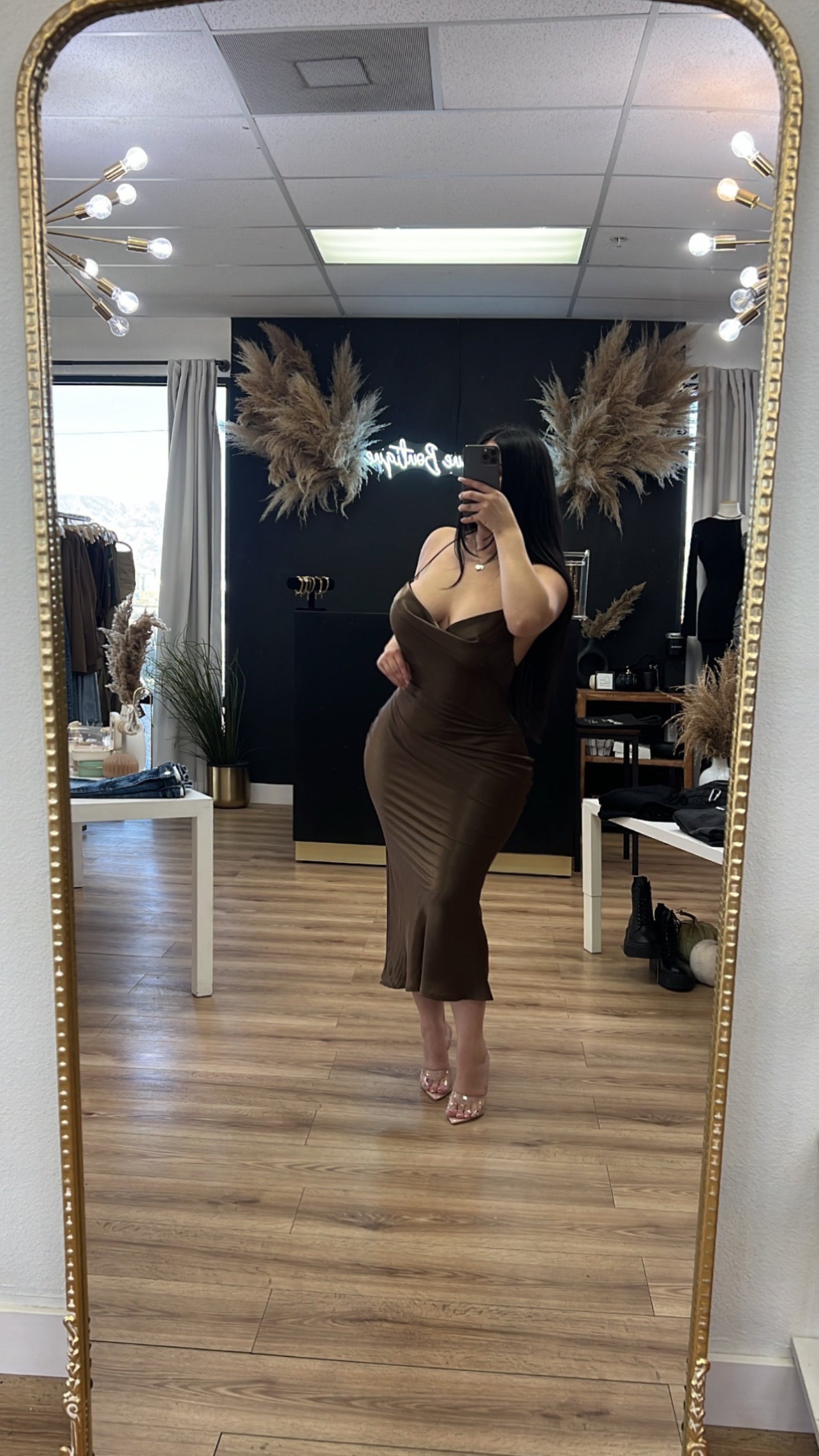 Nicole silk dress - Brown