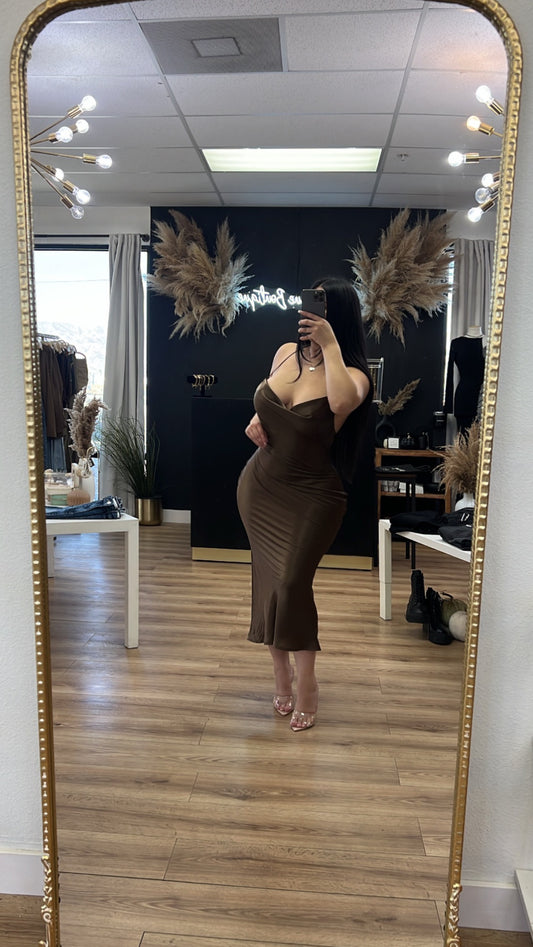 Nicole silk dress - Brown