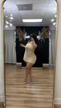 Load image into Gallery viewer, She pretty velvet halter dress - Cream
