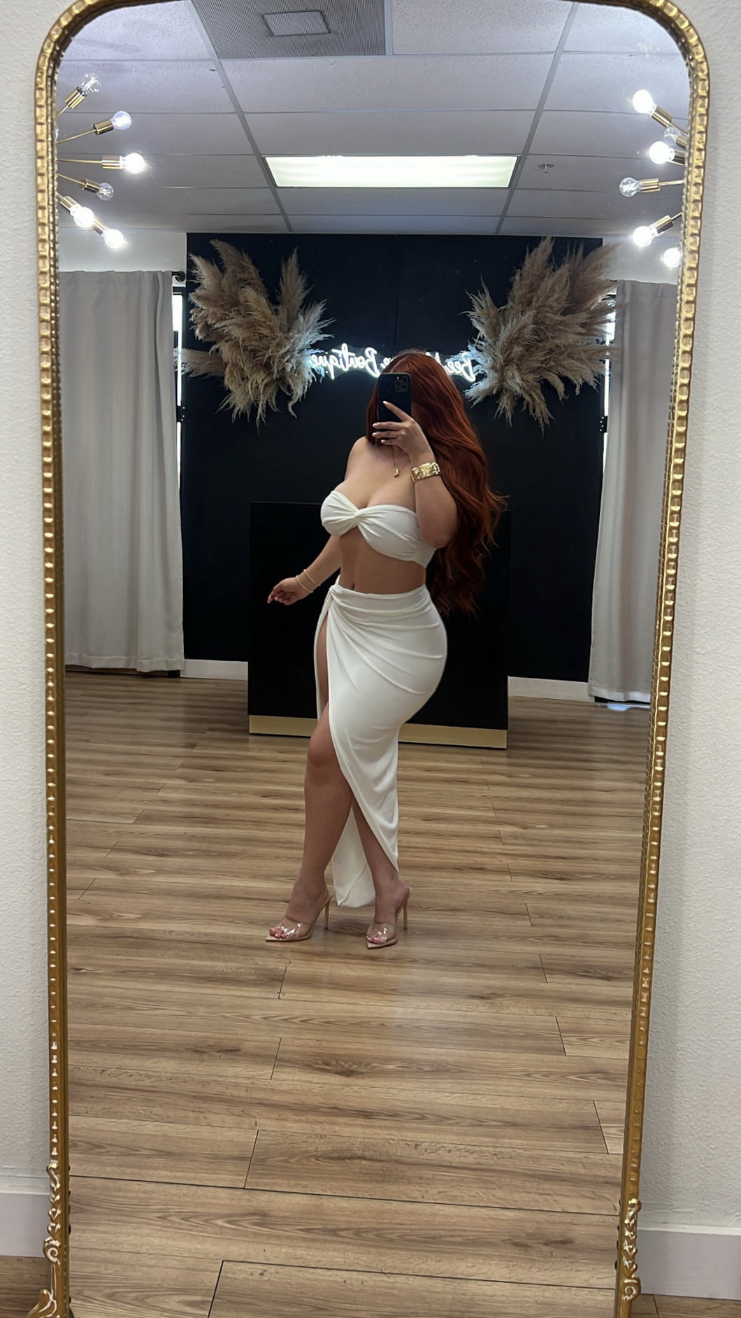 Melissa 2pc skirt set - White