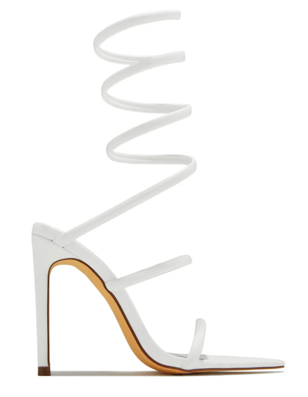 Nathalie around the ankle coil heels - white