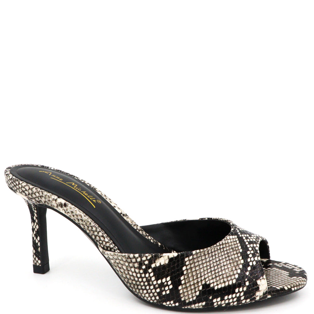 Nathalie snake print mule heels - Black