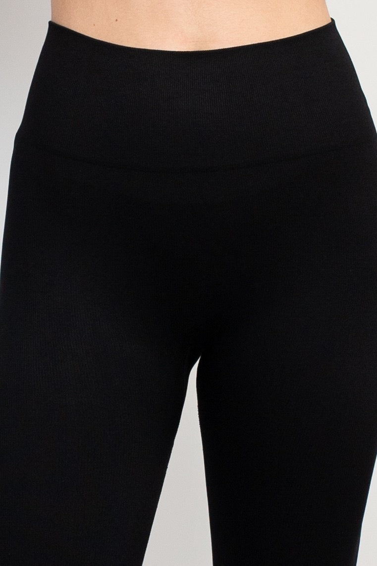 Seamless rib knit flare pants - Black