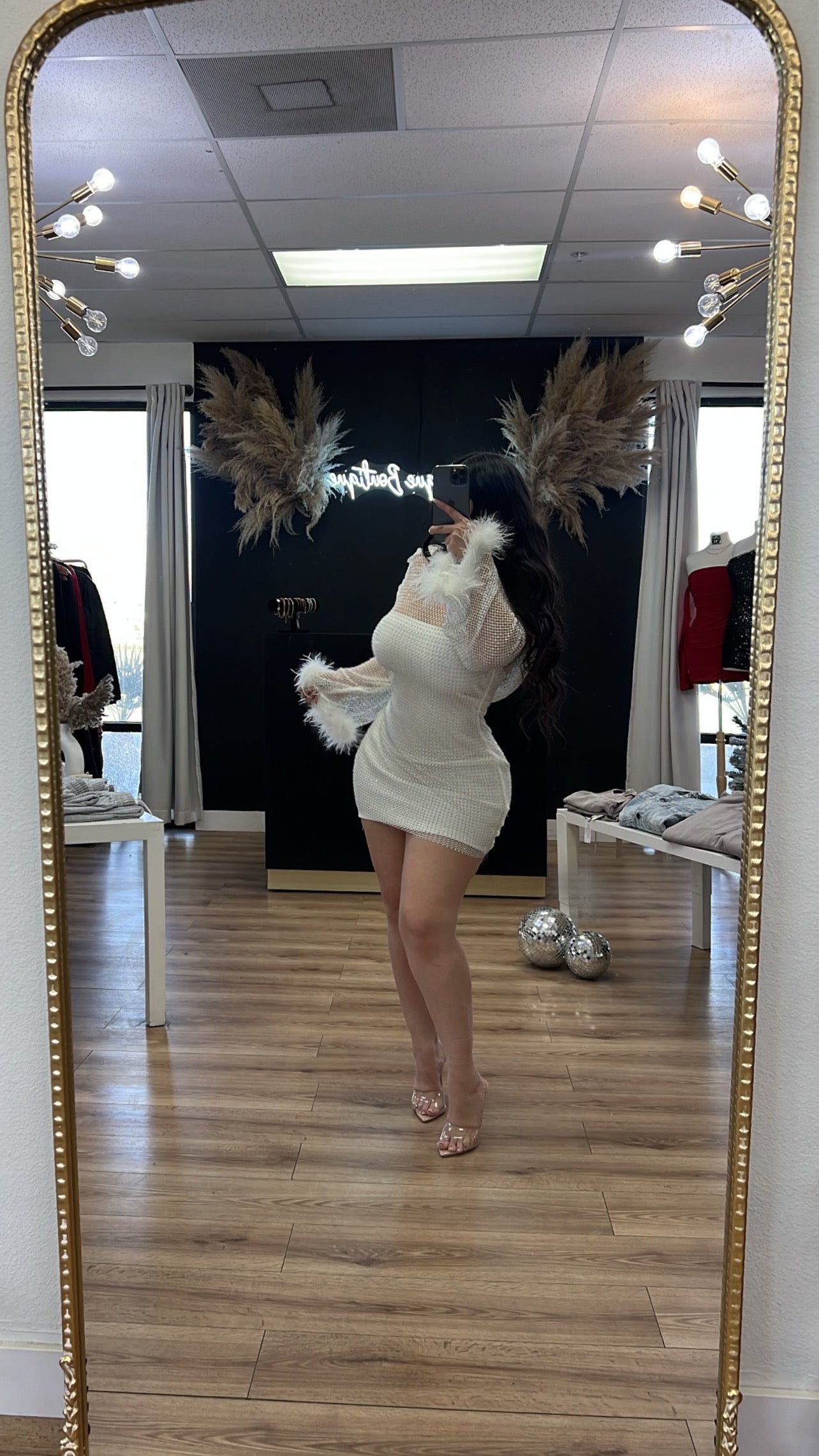 Valentina rhinestone dress - White