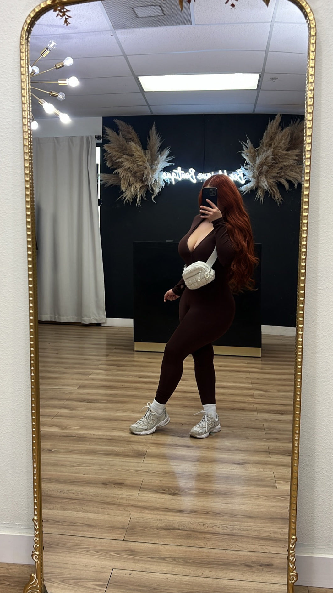 Go to zipper jumpsuit brown