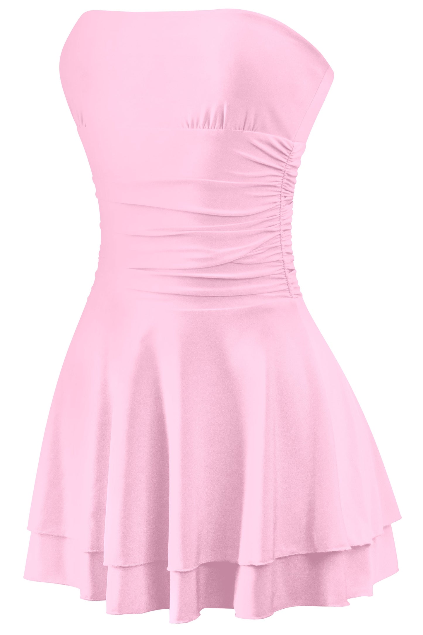 Coqueta ruched raffled mini dress - pink