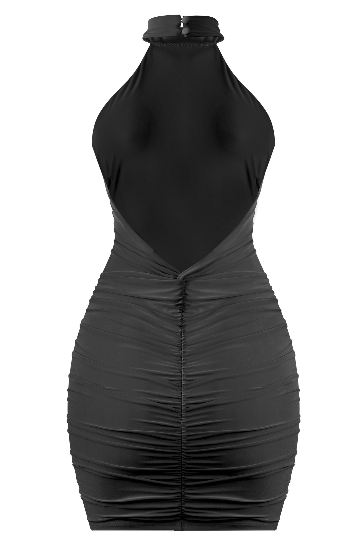 Brenda halter open back dress - black