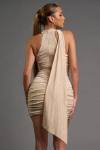 Load image into Gallery viewer, She pretty velvet halter dress - Cream
