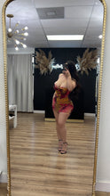 Load image into Gallery viewer, Esmeralda halter corset dress - pink/brown
