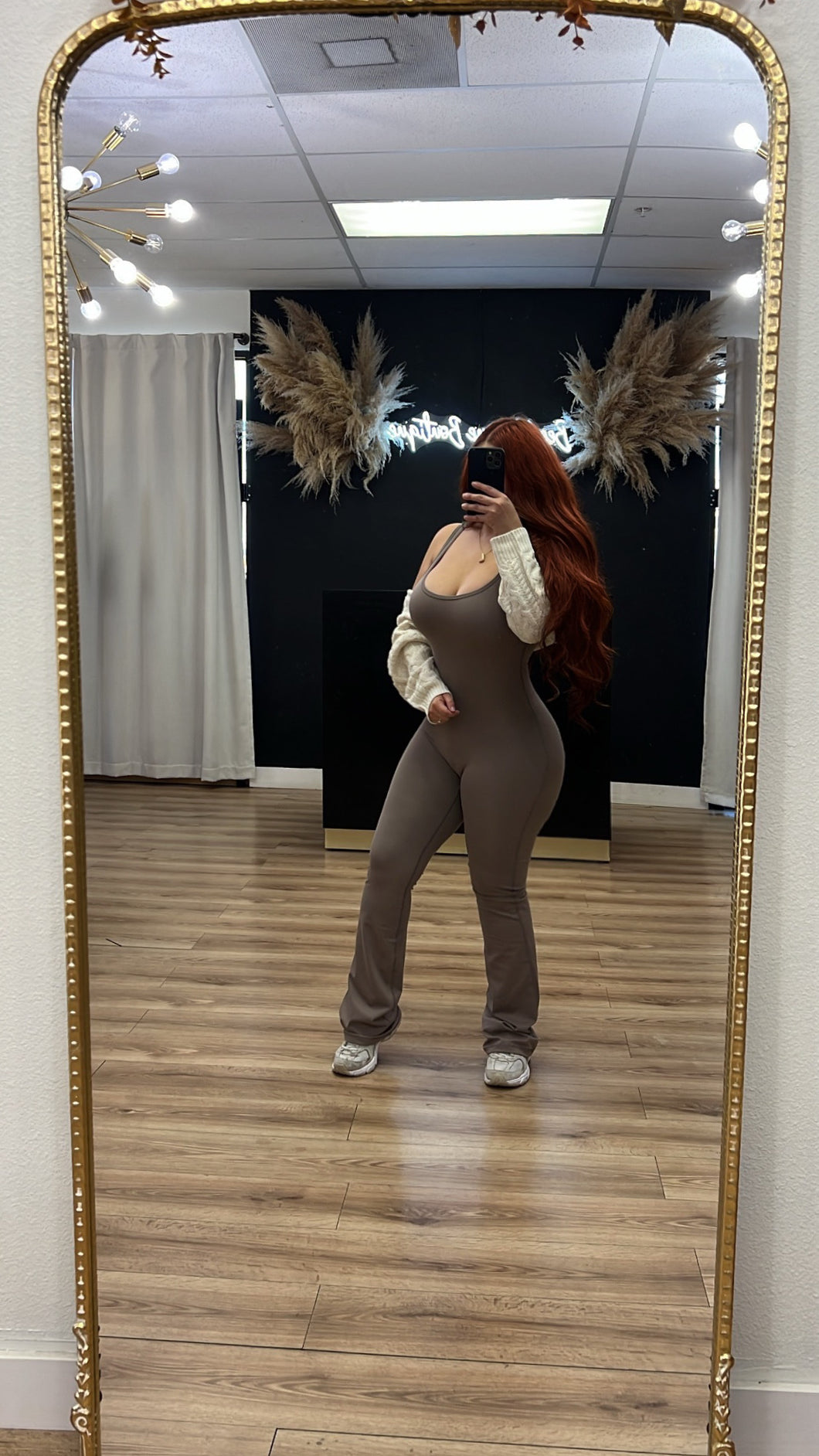 Everyday buttery soft flare jumpsuit - Taupe